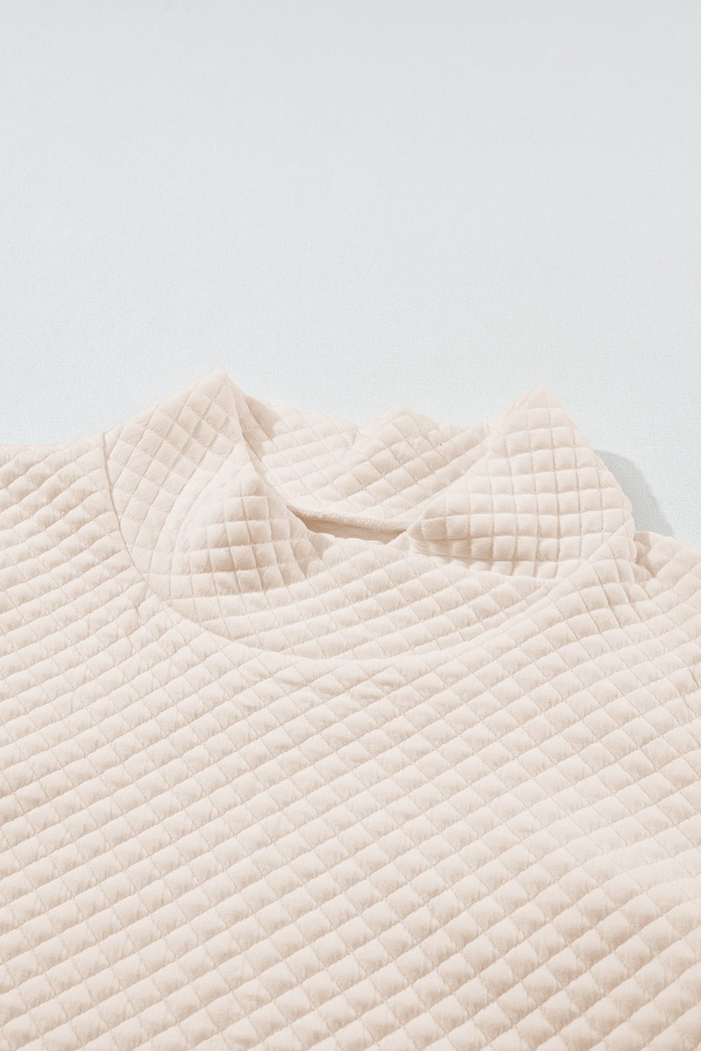 Apricot High Neck Kangaroo Pocket Quilted Sweatshirt