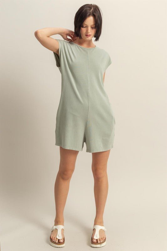 HYFVE Round Neck Cap Sleeve Relaxed Fit Breezy Romper - Securing Secrets Boutique LLC