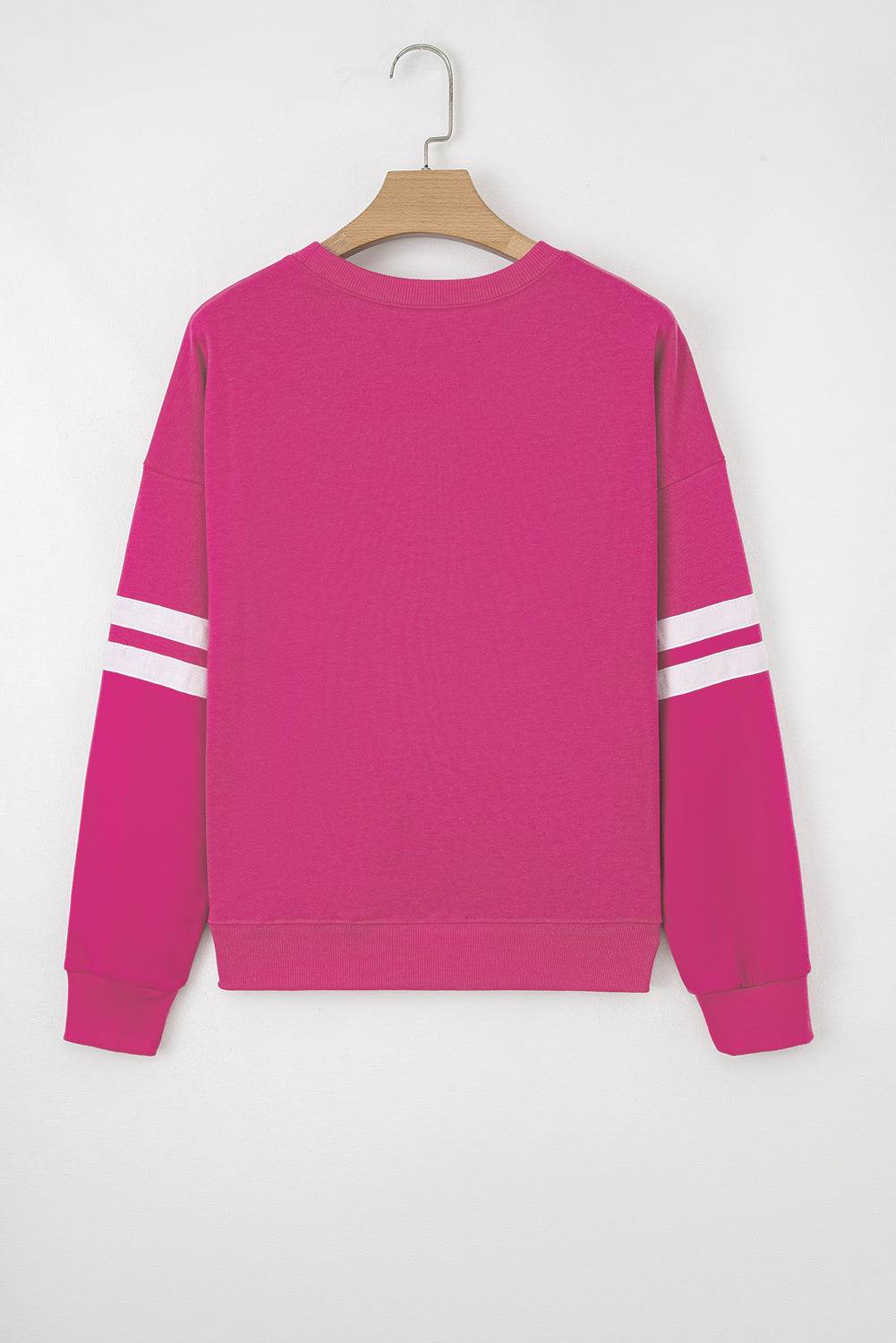 Fiery Red Varsity Striped Detail Drop Shoulder Oversized Sweatshirt