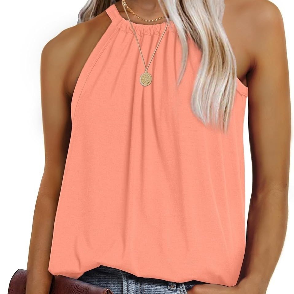 New Women's Sleeveless Crew-neck Drawstring Solid-color Pullover Vest