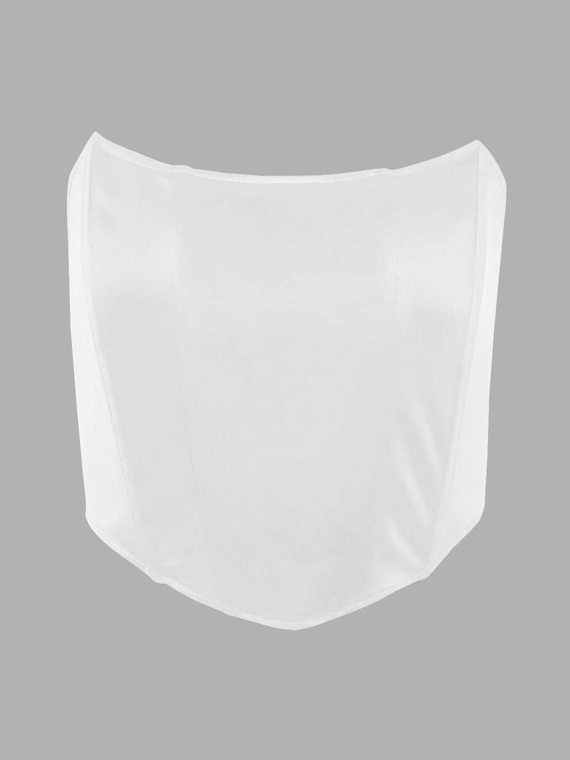 White tube cropped top on a gray background.