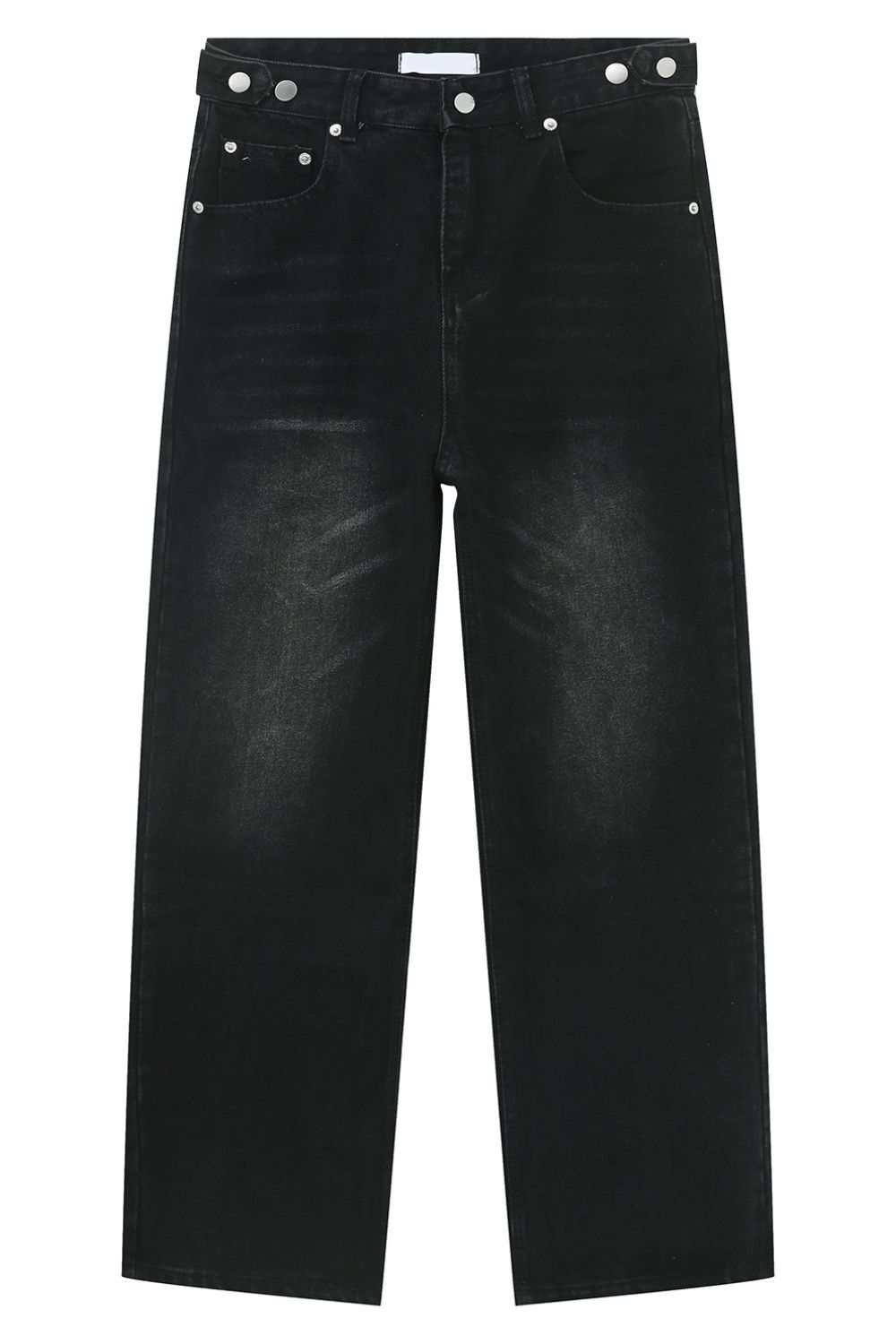 Men's washed straight-leg jeans, basic style, non-stretch fabric.