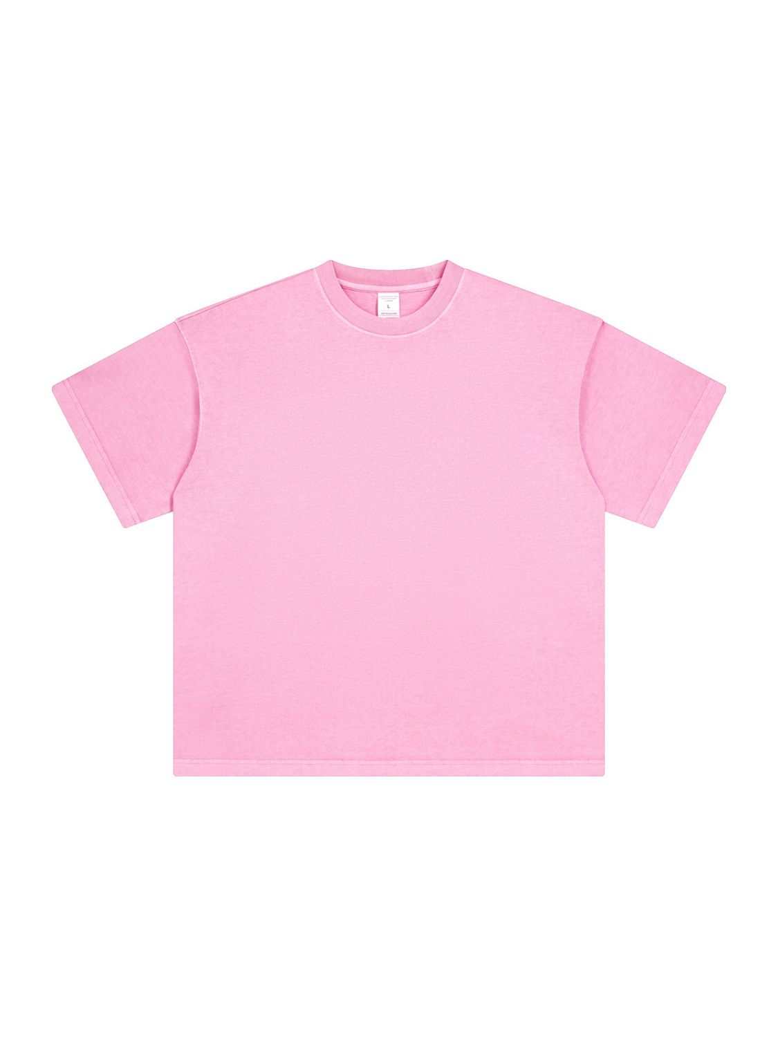 Men’s round neck short sleeve T-shirt in pink, basic style, slightly stretchy, 85% cotton, 15% polyester.
