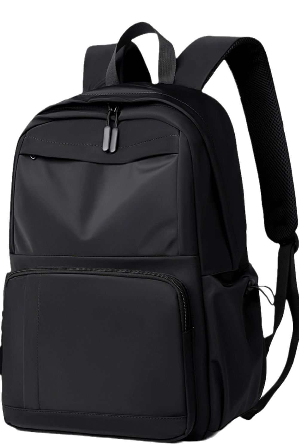 Large polyester multi-pockets backpack in solid color.