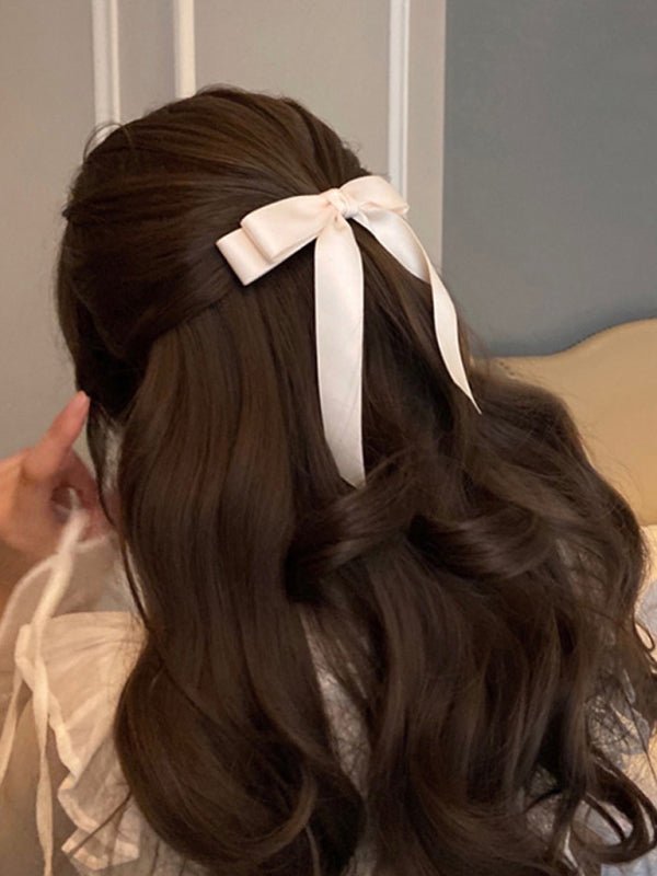 New solid color satin bow hairpin ribbon hairpin headdress