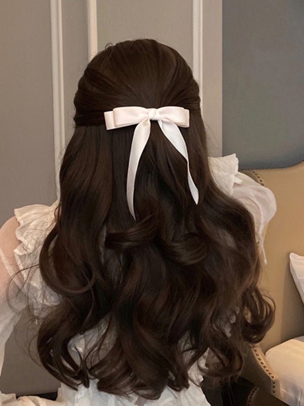 New solid color satin bow hairpin ribbon hairpin headdress