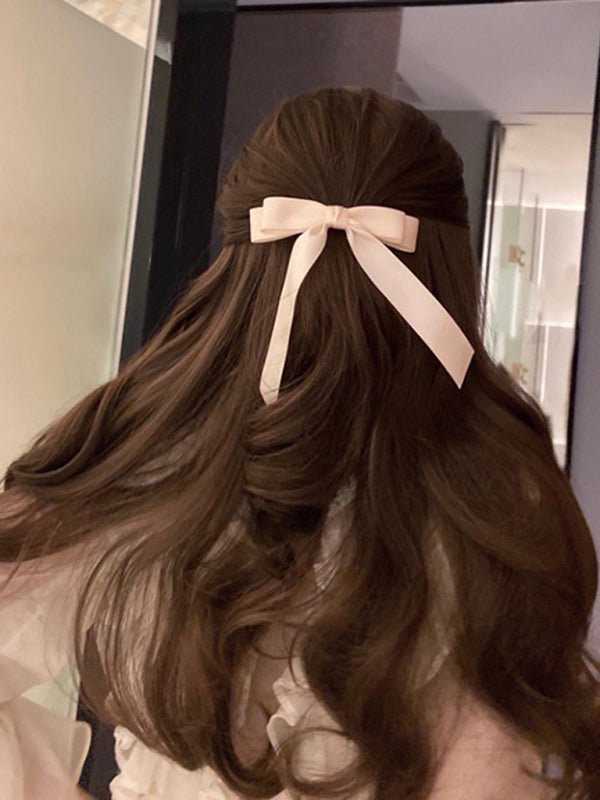 New solid color satin bow hairpin ribbon hairpin headdress