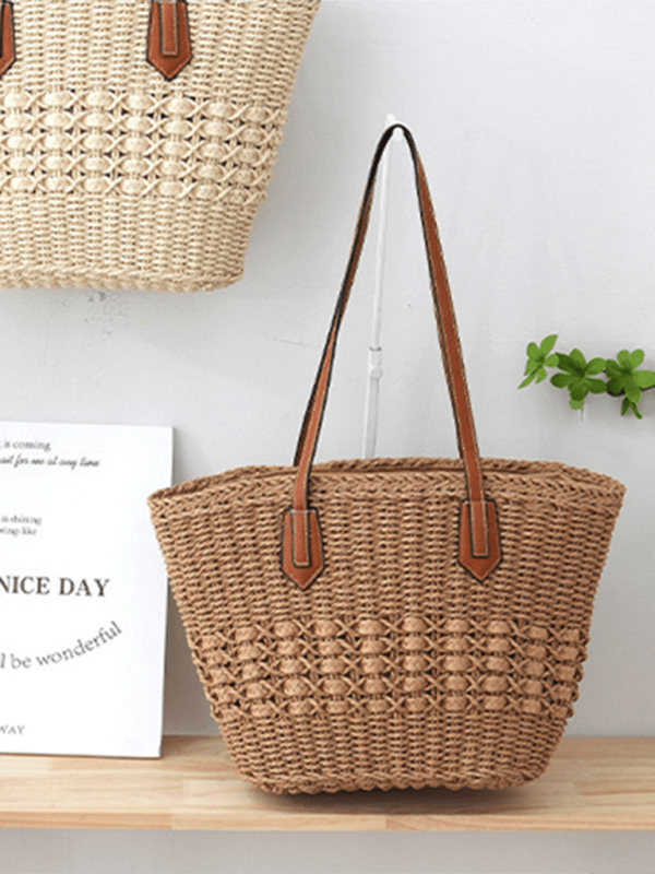 New single shoulder straw bag casual fashion beach vacation large capacity handbag tote bag