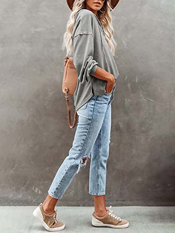 Women's cardigan hoodie in solid color, casual loose fit, perfect for spring and summer.