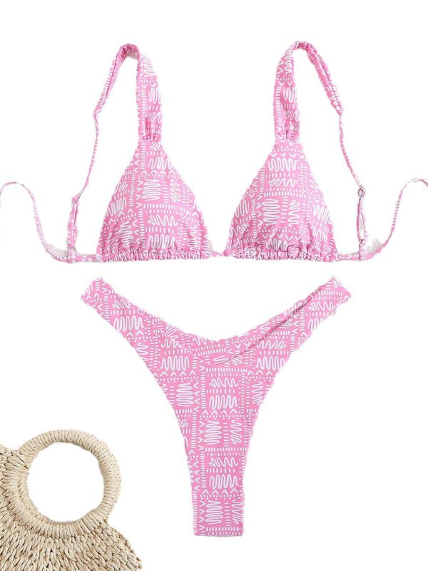 Printed double-layer fabric durable and highly elastic swimsuit hot spring bikini - Securing Secrets Boutique LLC