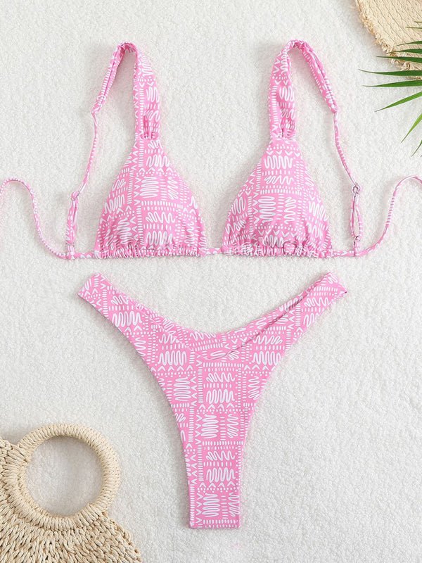 Printed double-layer fabric durable and highly elastic swimsuit hot spring bikini - Securing Secrets Boutique LLC