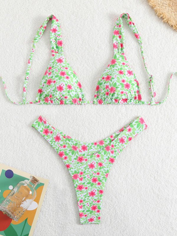 Printed double-layer fabric durable and highly elastic swimsuit hot spring bikini - Securing Secrets Boutique LLC
