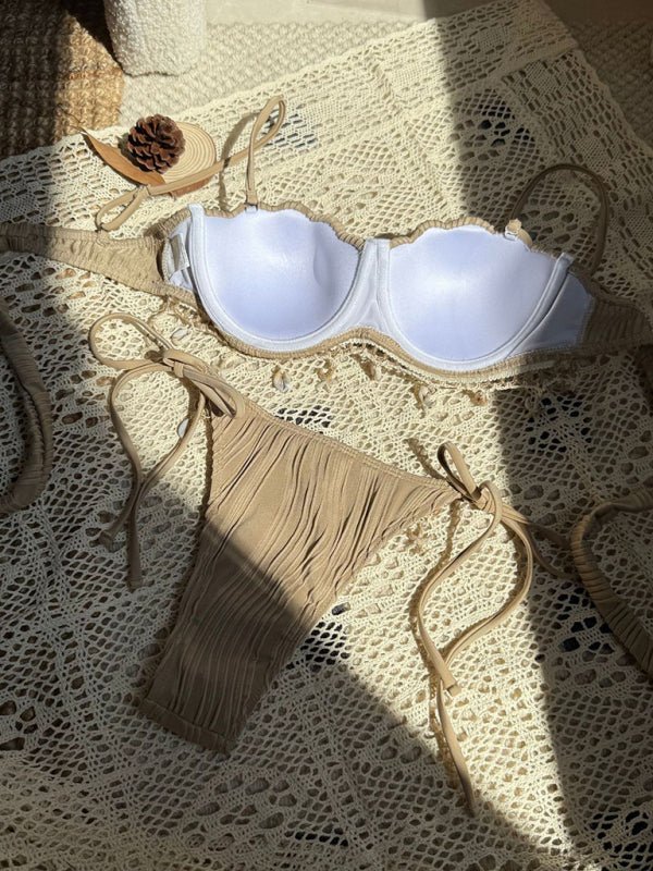 New solid color shell petals sexy split bikini