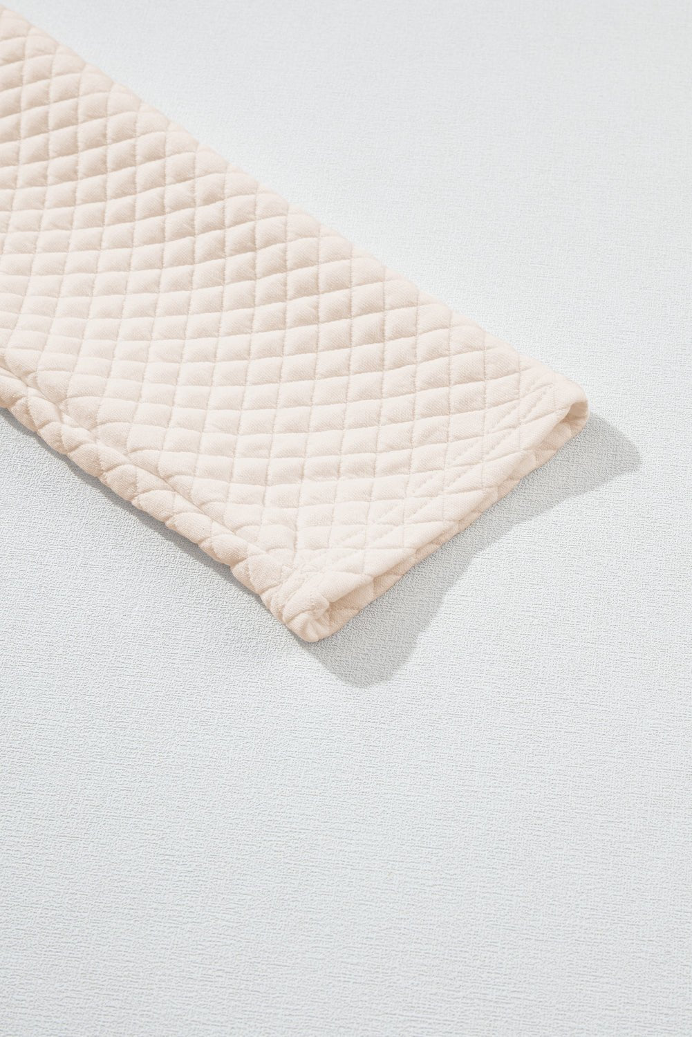 Apricot High Neck Kangaroo Pocket Quilted Sweatshirt