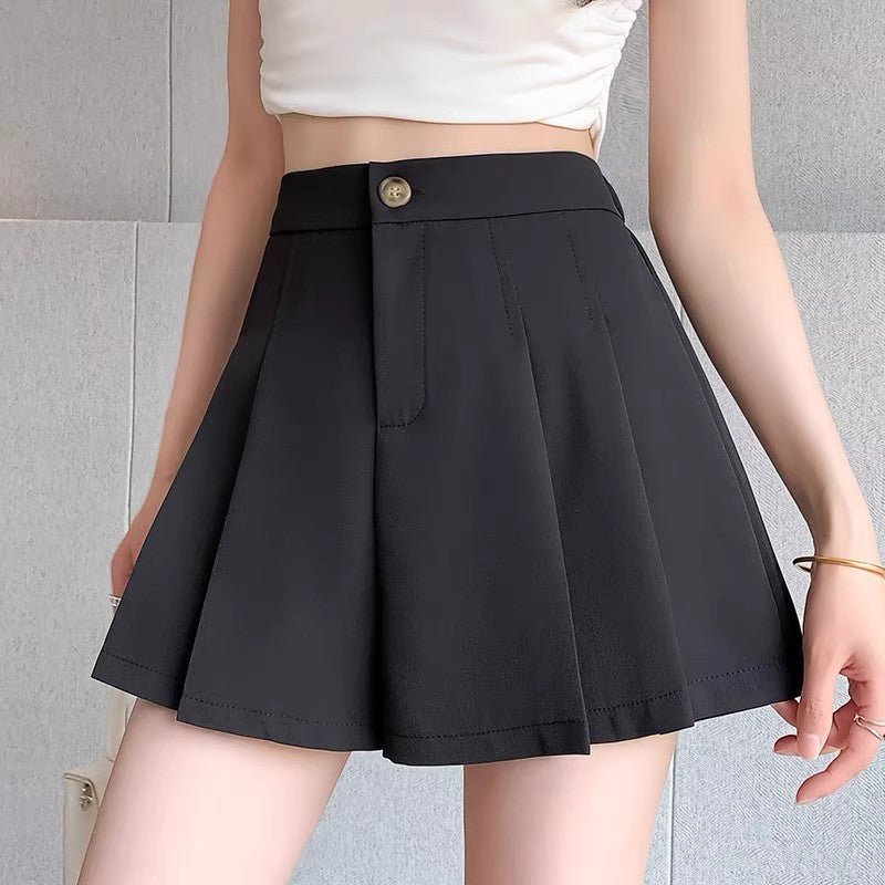 Plus-size High-waisted Figure-flattering Pleated Womens Shorts