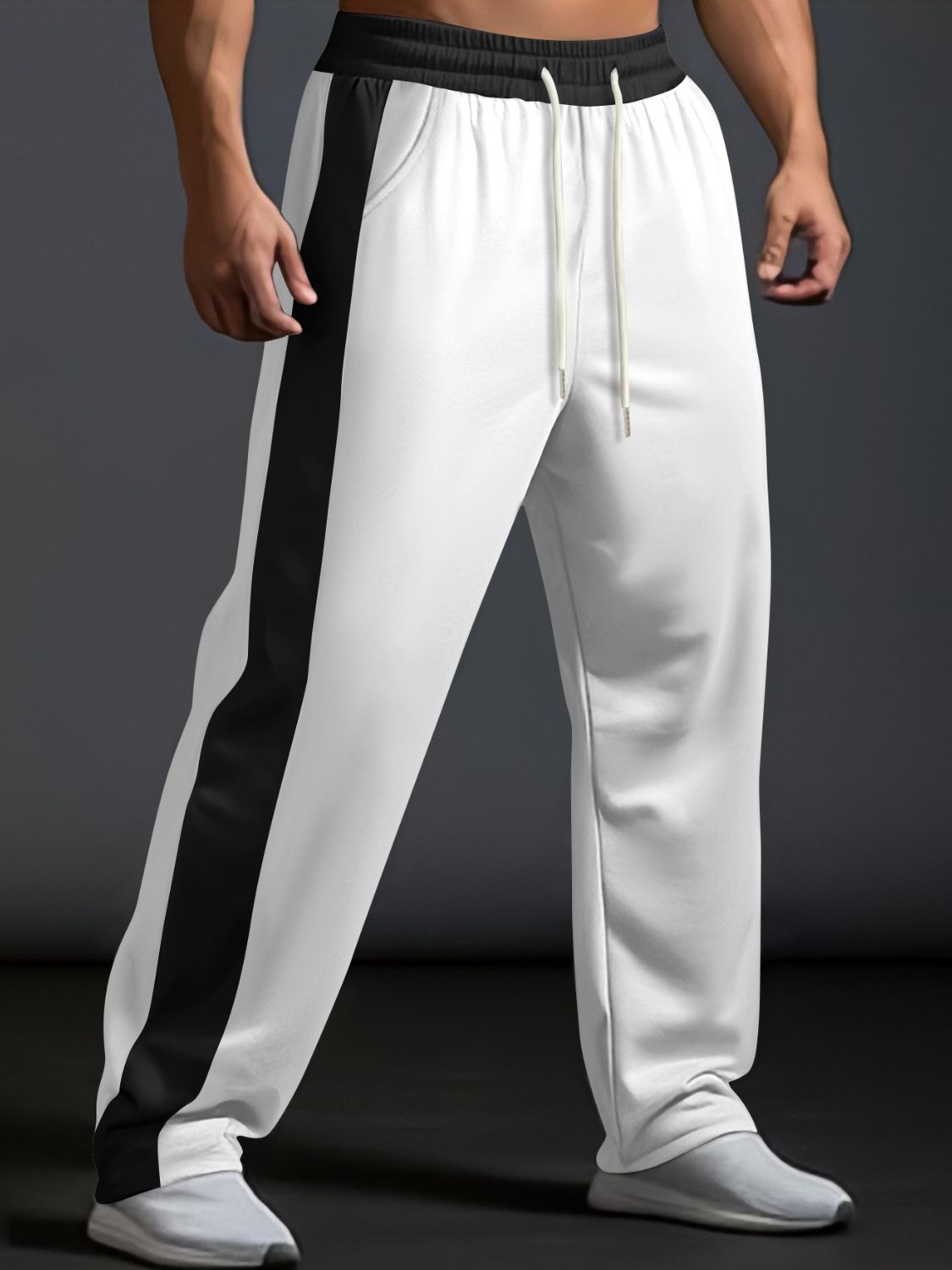 Men's Full Size Drawstring Contrast Wide Leg Pants Plus Size - Securing Secrets Boutique LLC