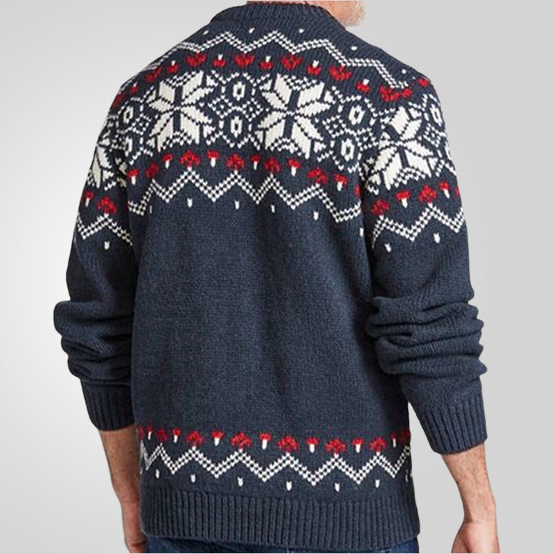 Autumn And Winter Round Neck Pullover Knitting Long Sleeve Brocade Sweater Men