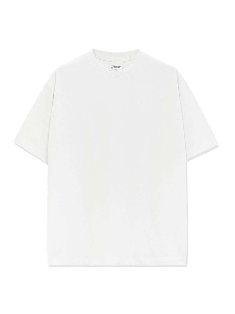 Men's round neck short sleeve t-shirt in white.