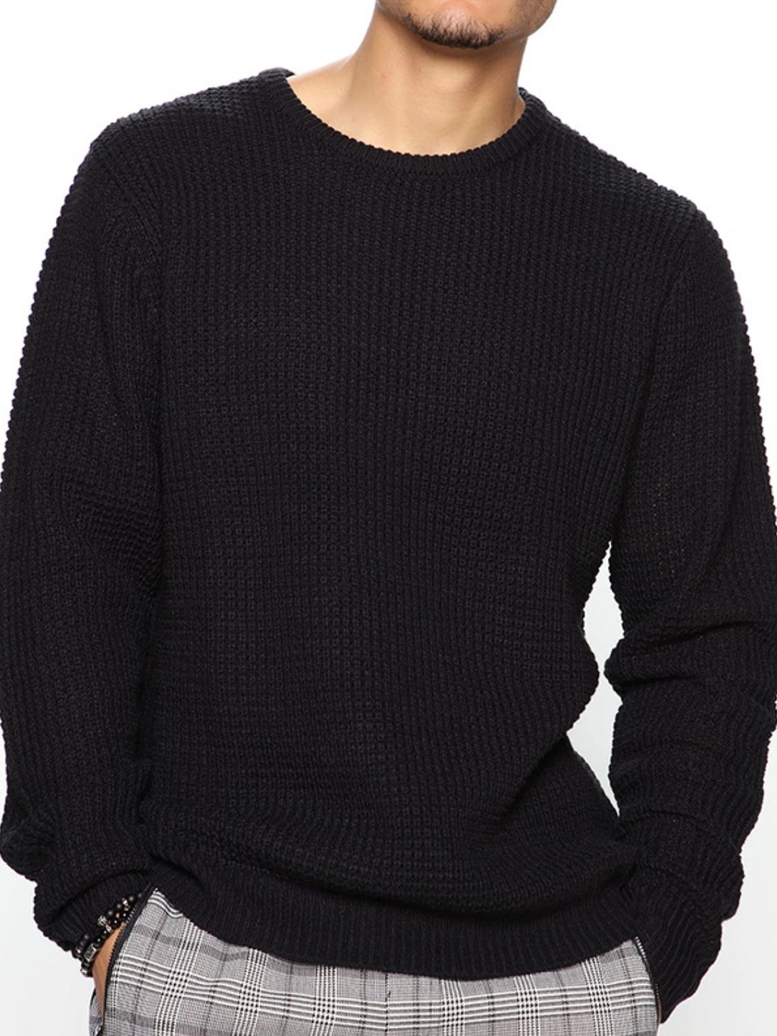 Men's Full Size Round Neck Long Sleeve Sweater Plus Size - Securing Secrets Boutique LLC