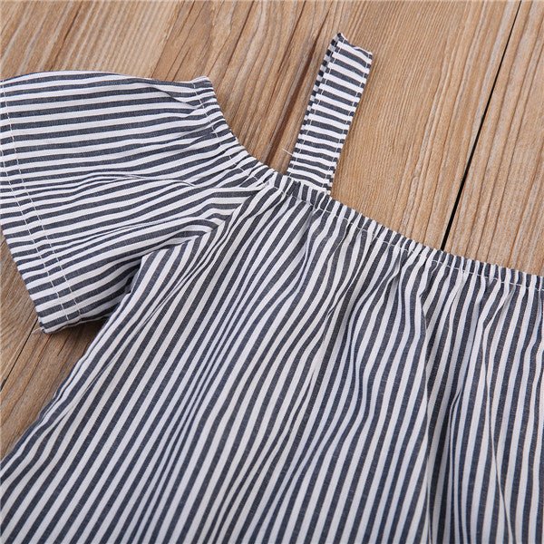 Shelby Top & Pants Set Summer Short-sleeved Sling Strapless Striped Shirt Trousers Two-piece Children's Suit