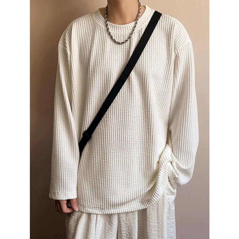 Fashion Men's Black Round Neck Loose Sweatshirt