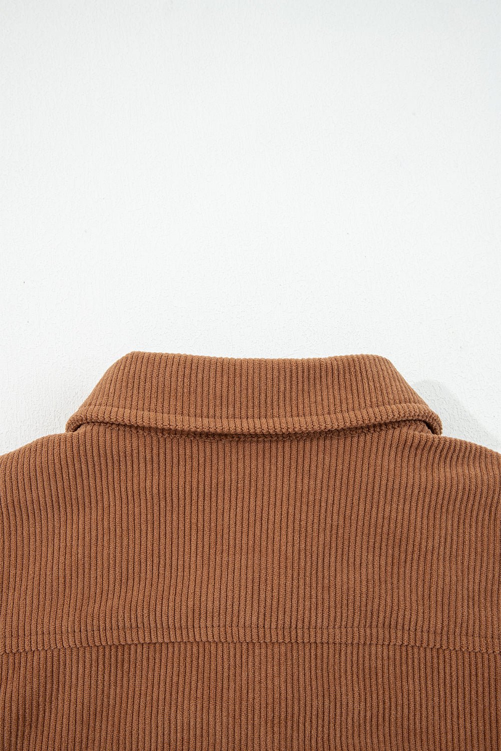 Cinnamon Fleece Lined Buttoned Flap Pockets Corduroy Jacket