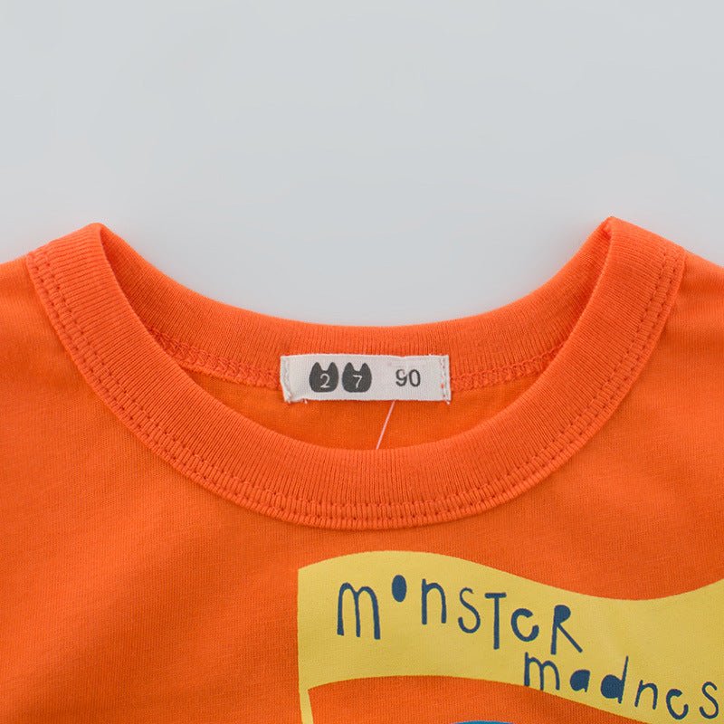 Boys Print Round Neck Short Sleeve T-shirt