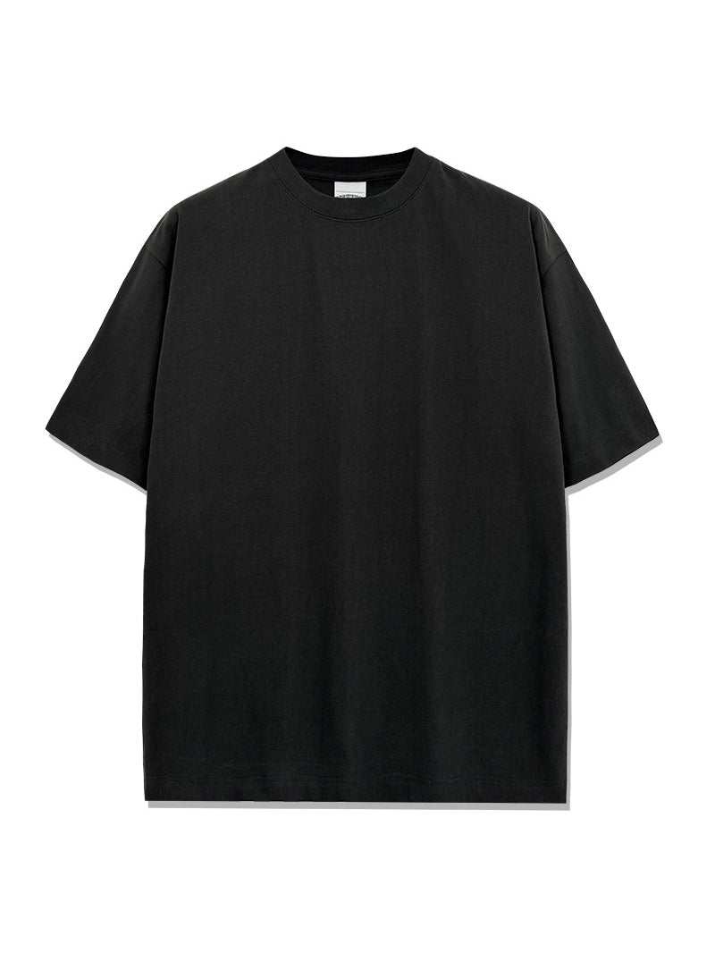 Men's Round Neck Short Sleeve T-Shirt in black, basic style, cotton blend.
