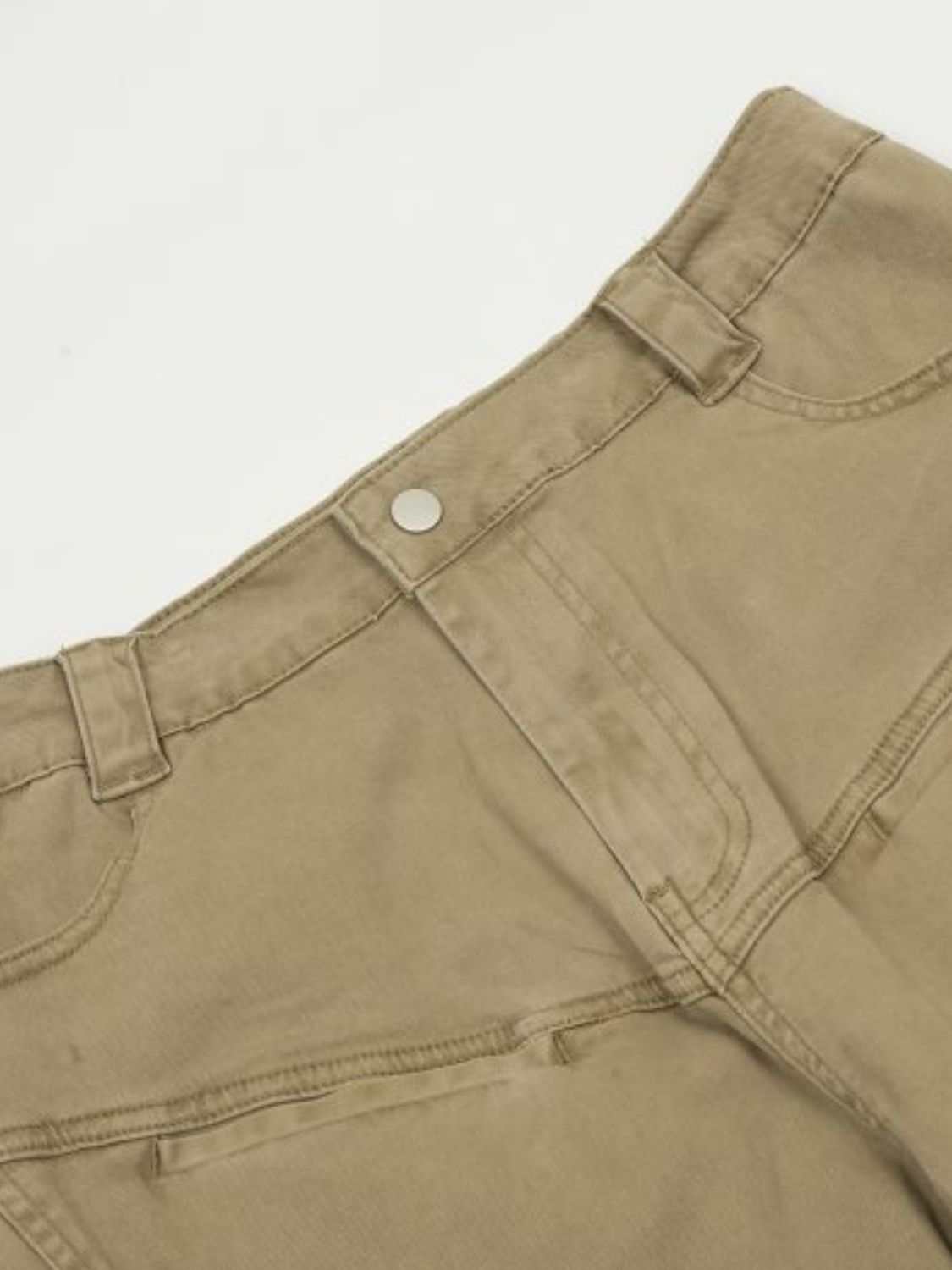 Men's straight leg cargo pants in beige, featuring basic style with belt loops.