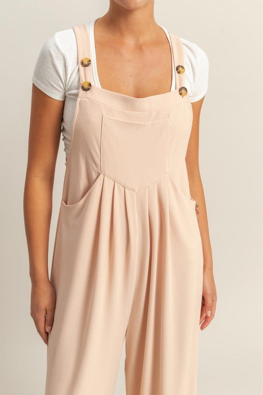 HYFVE Pleated Detail Front Pocket Wide Strap Overalls - Securing Secrets Boutique LLC