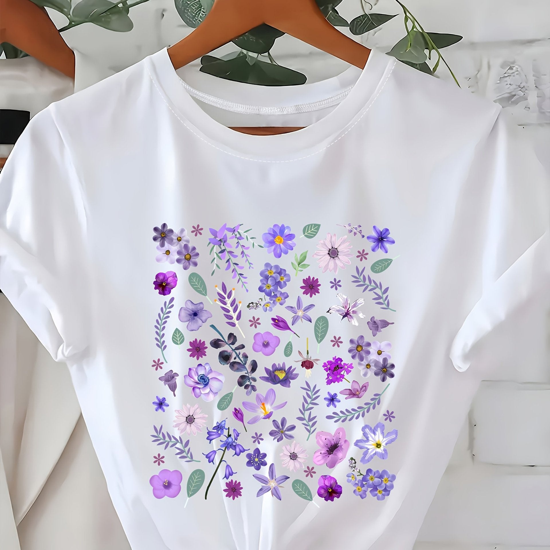 Women's Loose-fit Round-neck  Semi-sheer Top