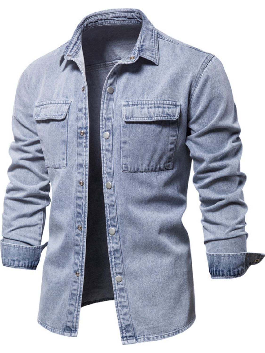 Men's Button Down Chest Pocket Denim Jacket - Securing Secrets Boutique LLC