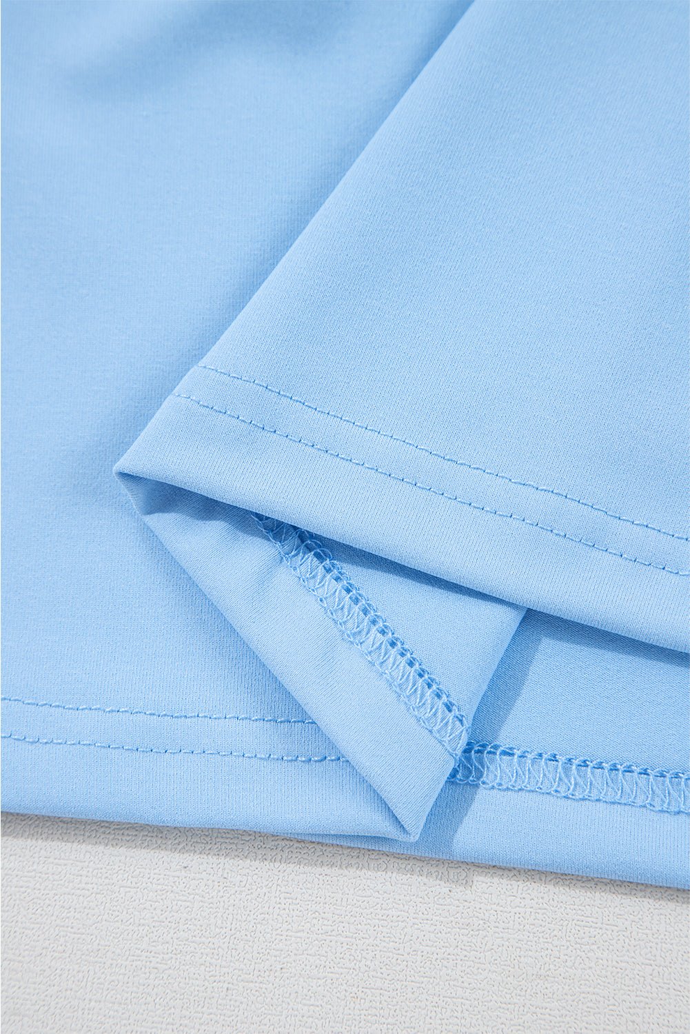 Beau Blue Floral Mesh Puff Sleeve Crew Neck Top