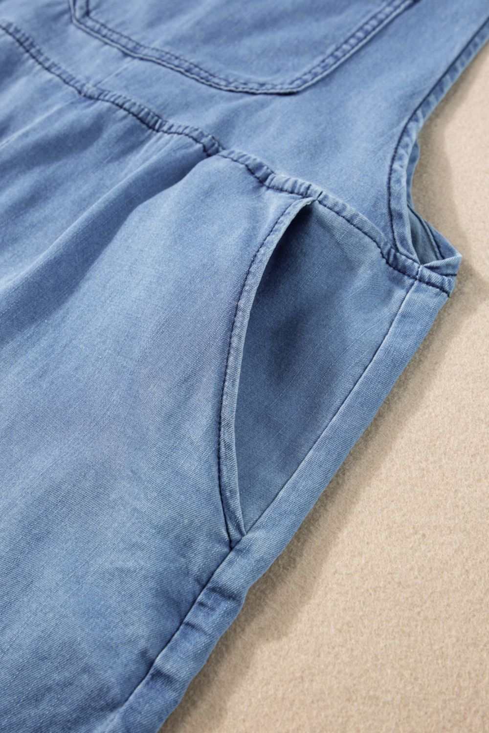 Square Neck Denim Overalls with Pockets - Securing Secrets Boutique LLC