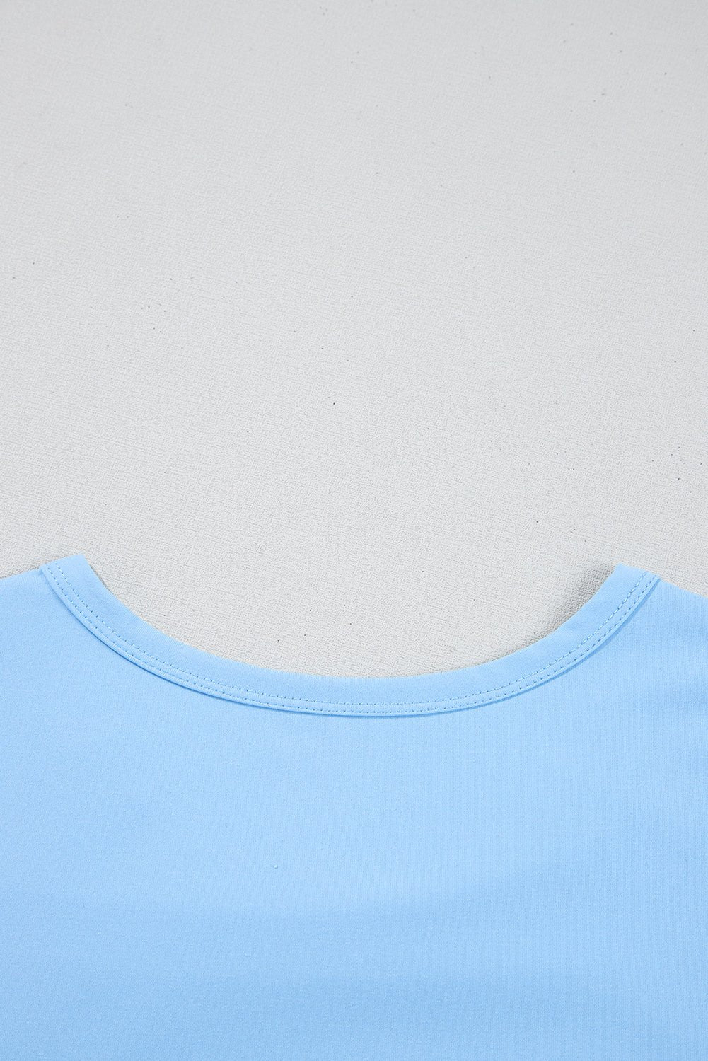 Beau Blue Floral Mesh Puff Sleeve Crew Neck Top