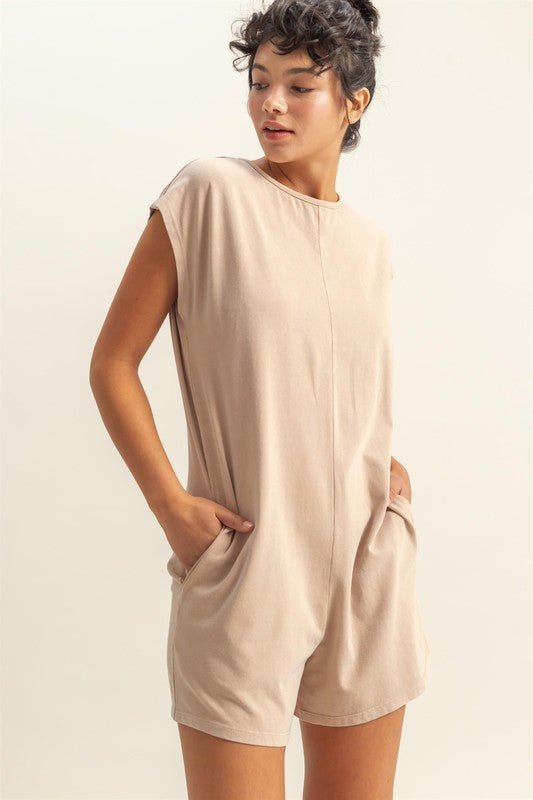 HYFVE Round Neck Cap Sleeve Relaxed Fit Breezy Romper - Securing Secrets Boutique LLC