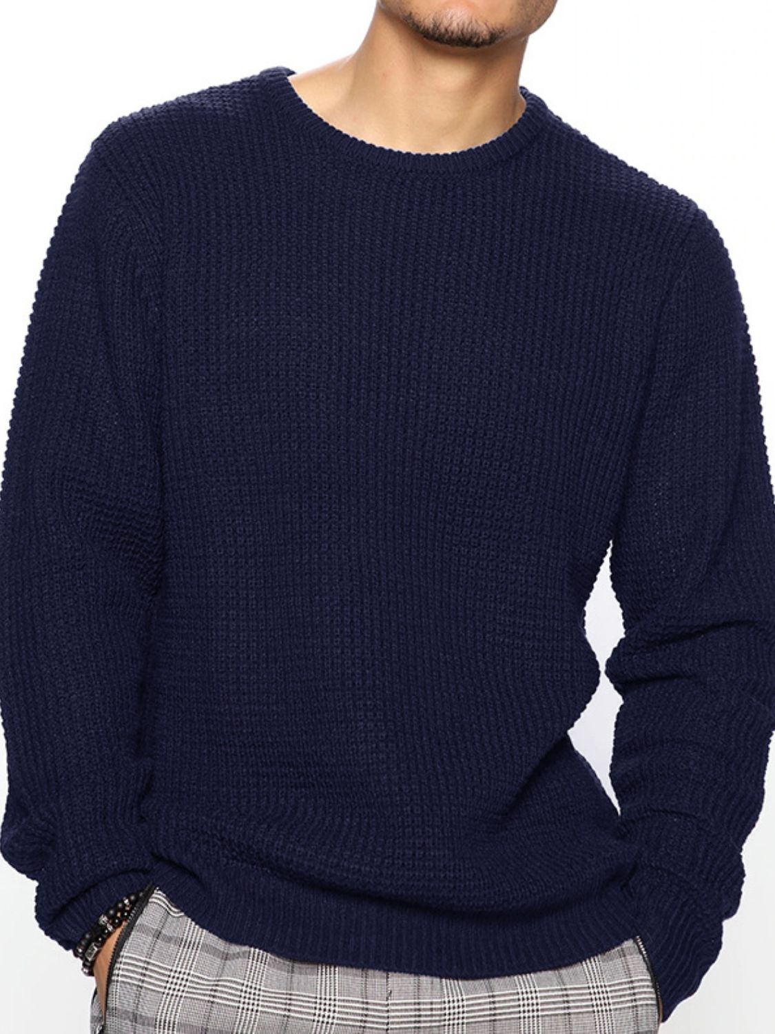 Men's Full Size Round Neck Long Sleeve Sweater Plus Size - Securing Secrets Boutique LLC