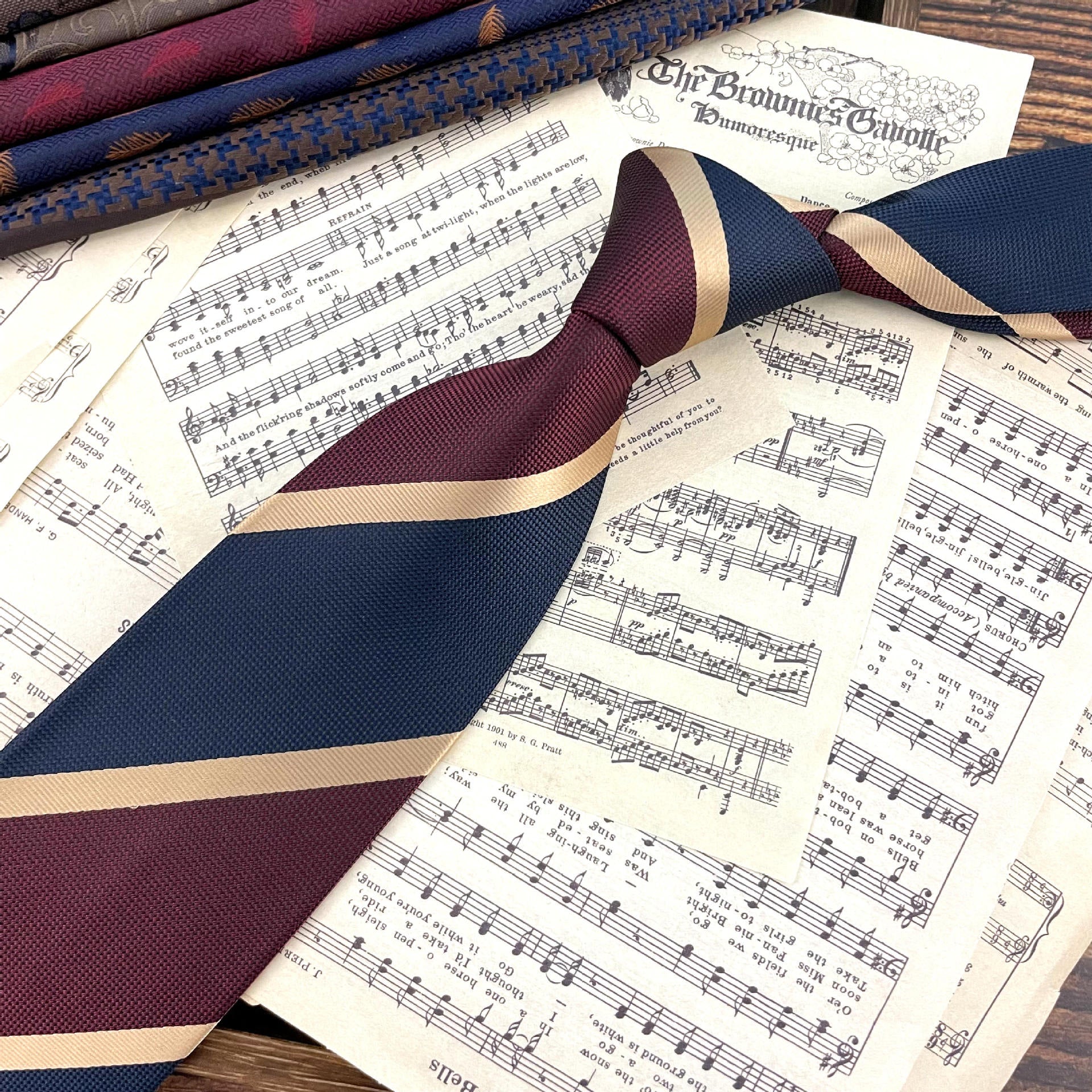 Retro Coffee Color Orange Red Striped Tie Hand Hit 8CM Men