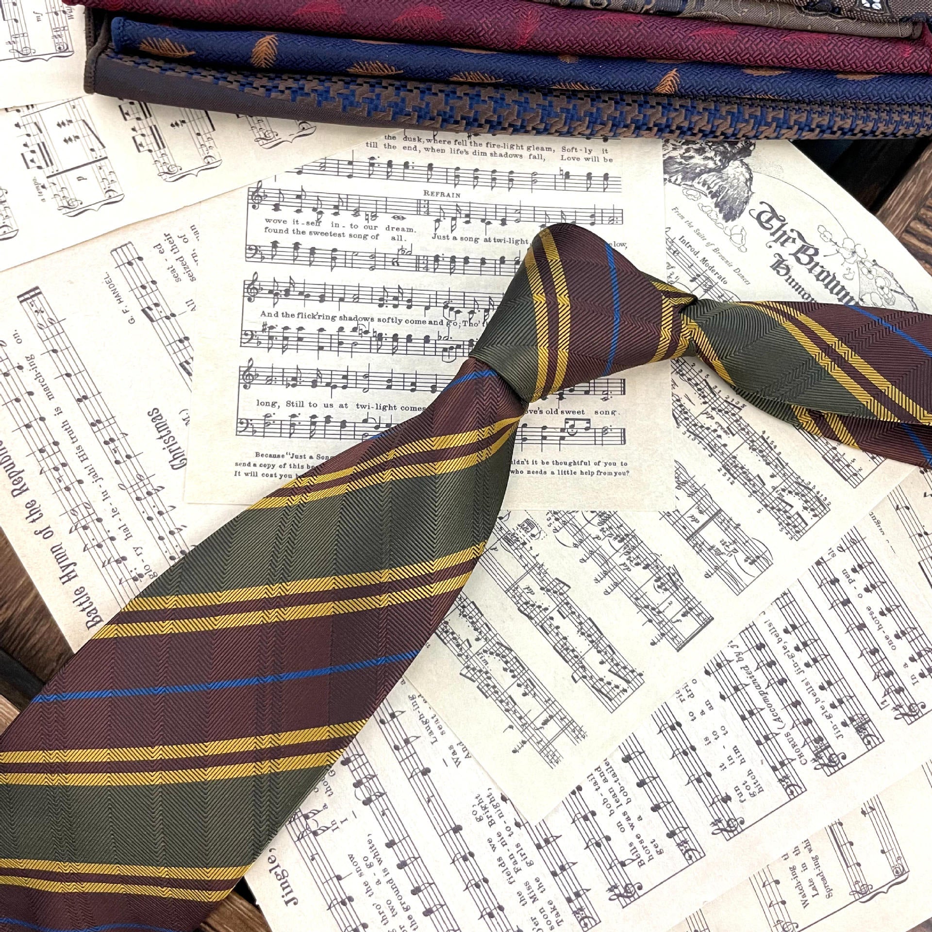 Retro Coffee Color Orange Red Striped Tie Hand Hit 8CM Men