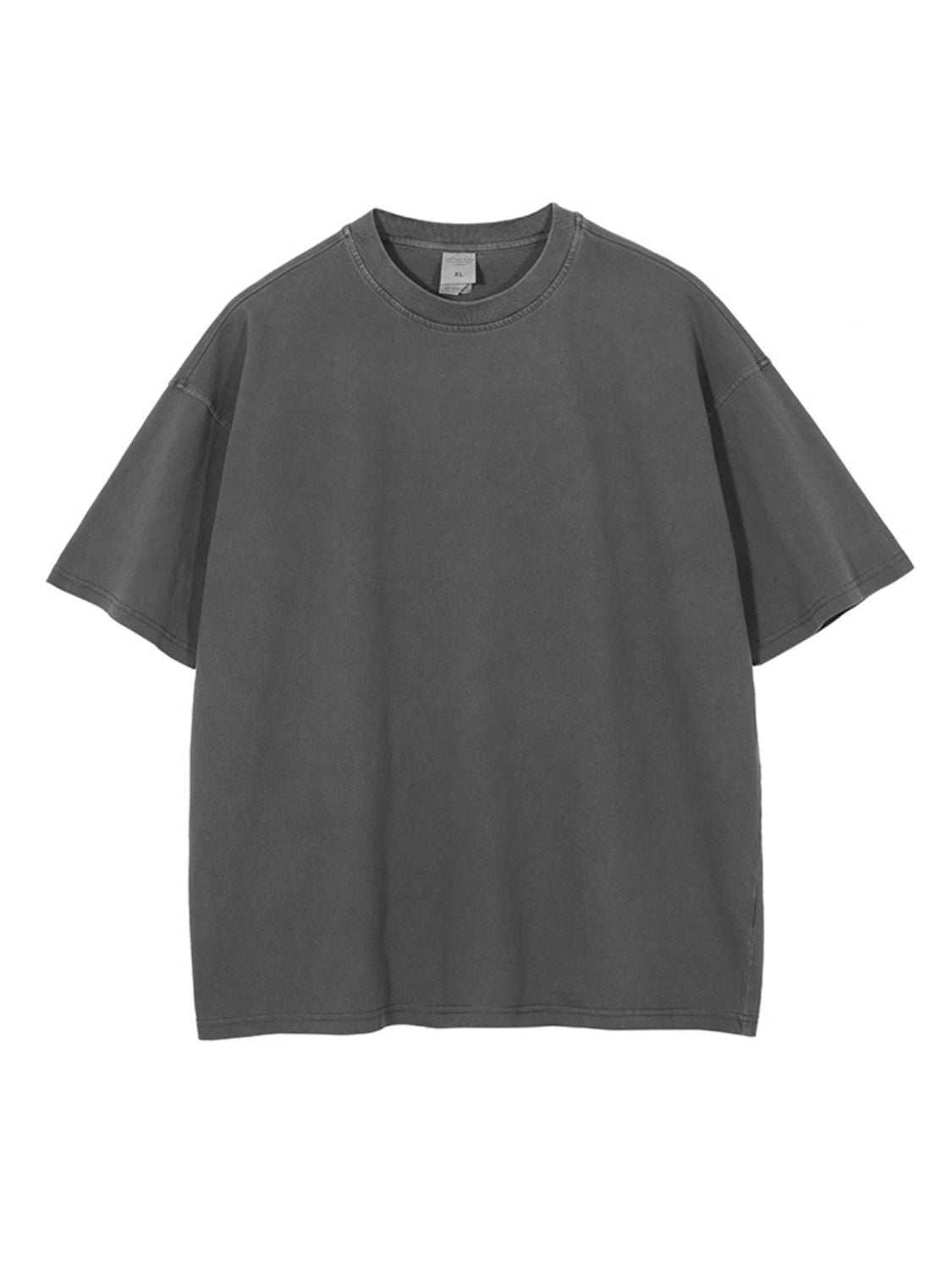 Men's round neck short sleeve T-shirt, basic style, slightly stretchy, cotton-polyester blend.