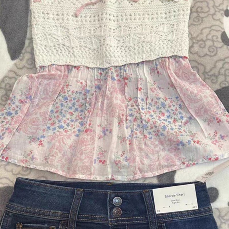 Spring And Summer Design Sense Hollow-out Tube Top Vest