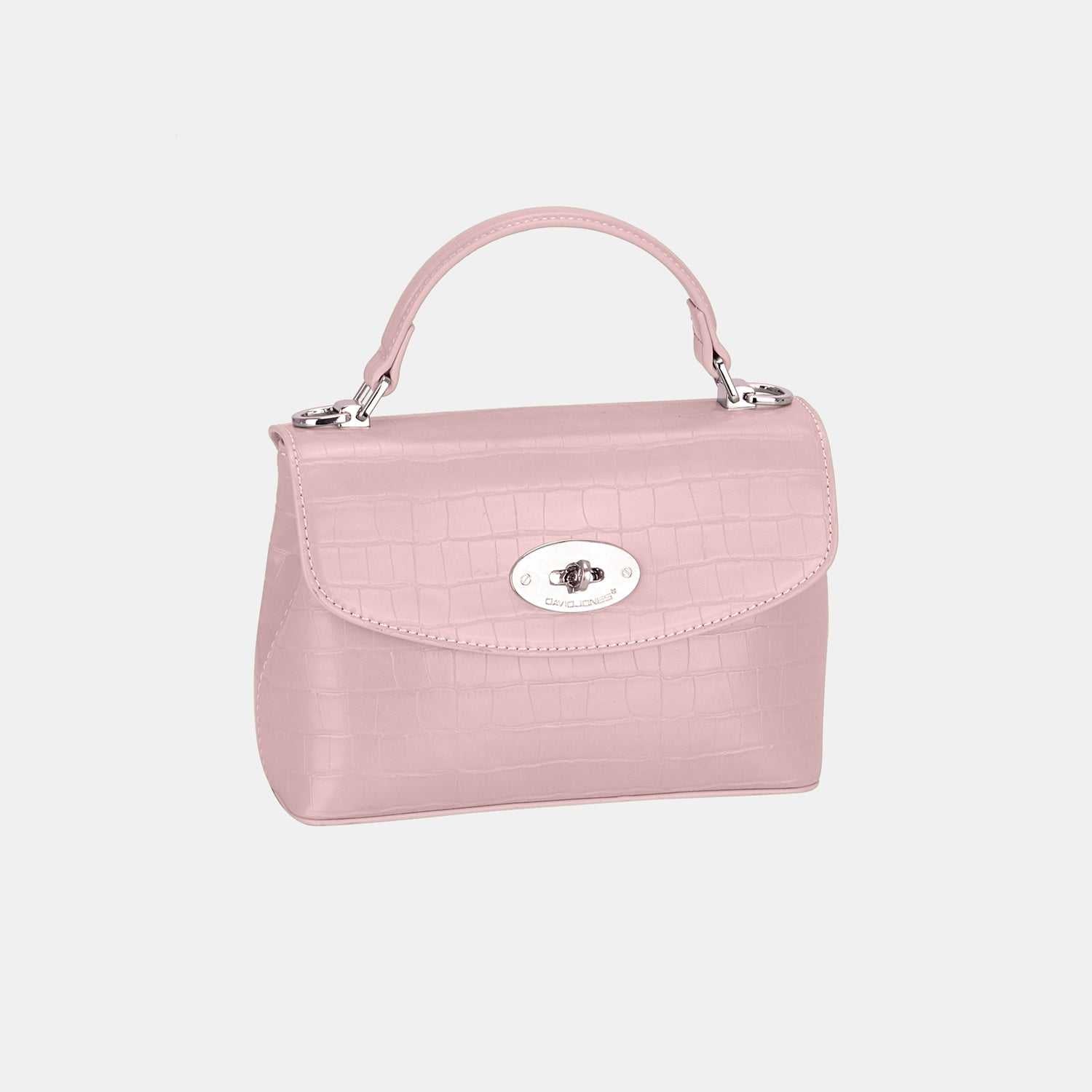 David Jones textured PU leather small handbag, elegant and stylish accessory.