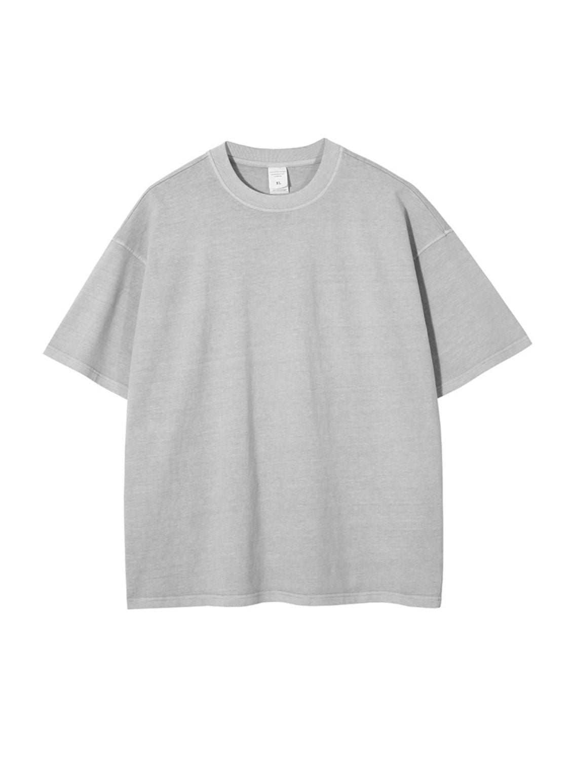 Men's round neck short sleeve t-shirt, slightly stretchy, cotton-polyester blend.