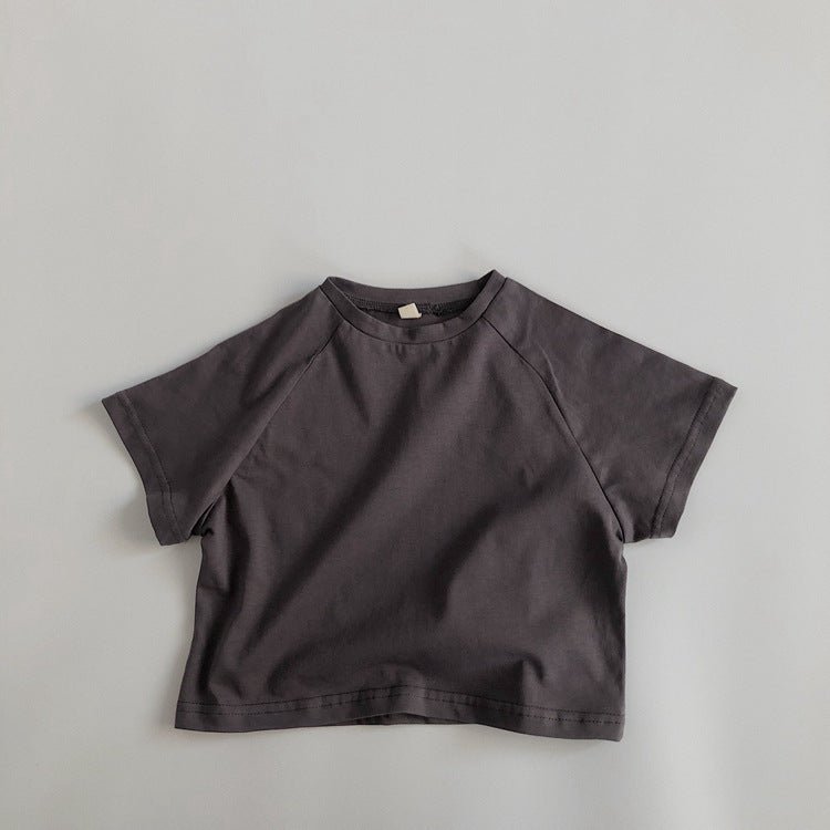 Boys' And Girls' Round Neck Bottomed Loose Basic Short Sleeves