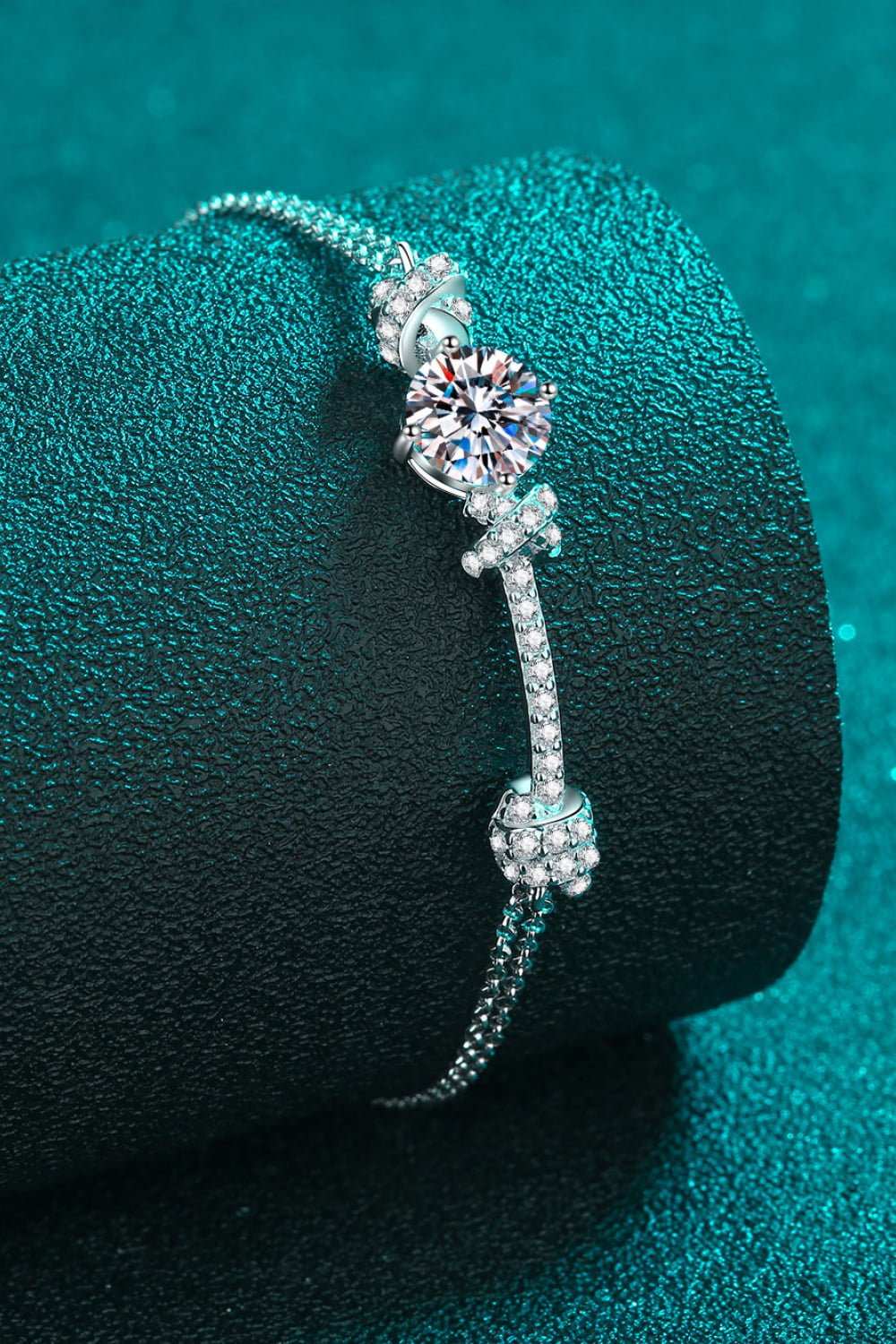 2 Carat Moissanite 925 Sterling Silver Minimalist Bracelet with Zircon Accents