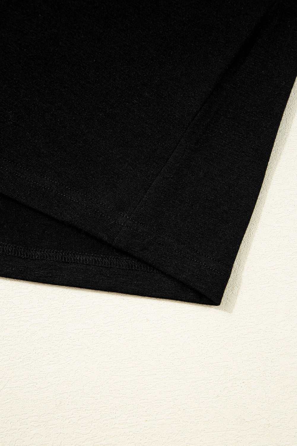 Black Floral Mesh Patchwork Loose V Neck Plus Size T Shirt