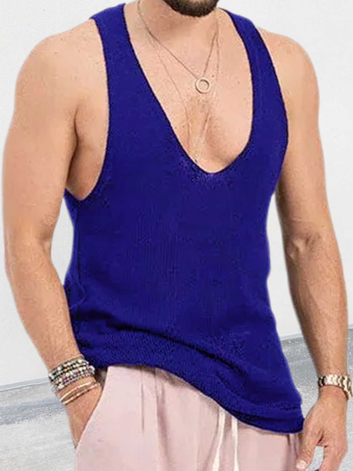 Men's Plus Size V-Neck Wide Strap Tank - Securing Secrets Boutique LLC