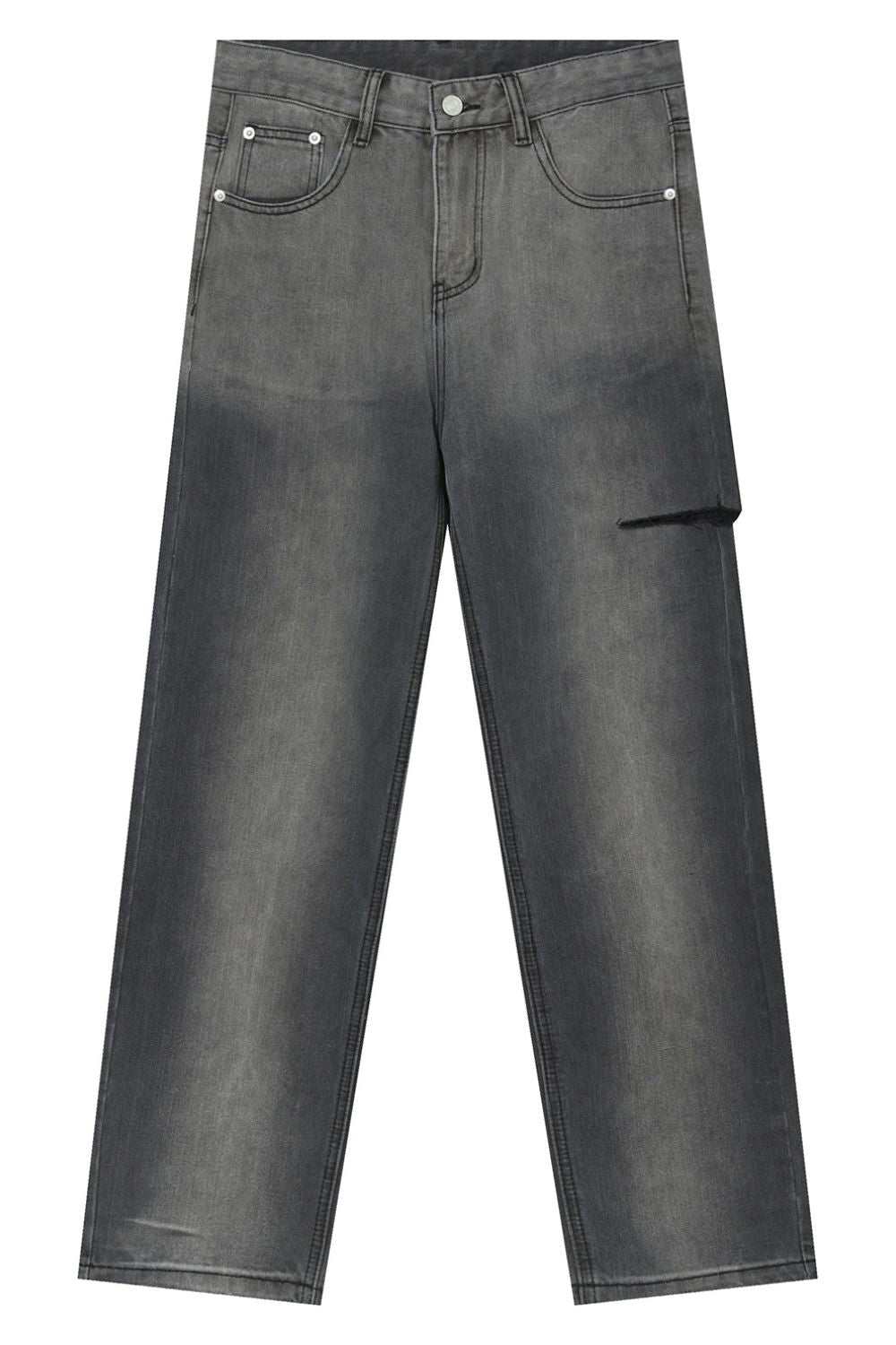 Wide straight men's jeans with pockets made of cotton and polyester.
