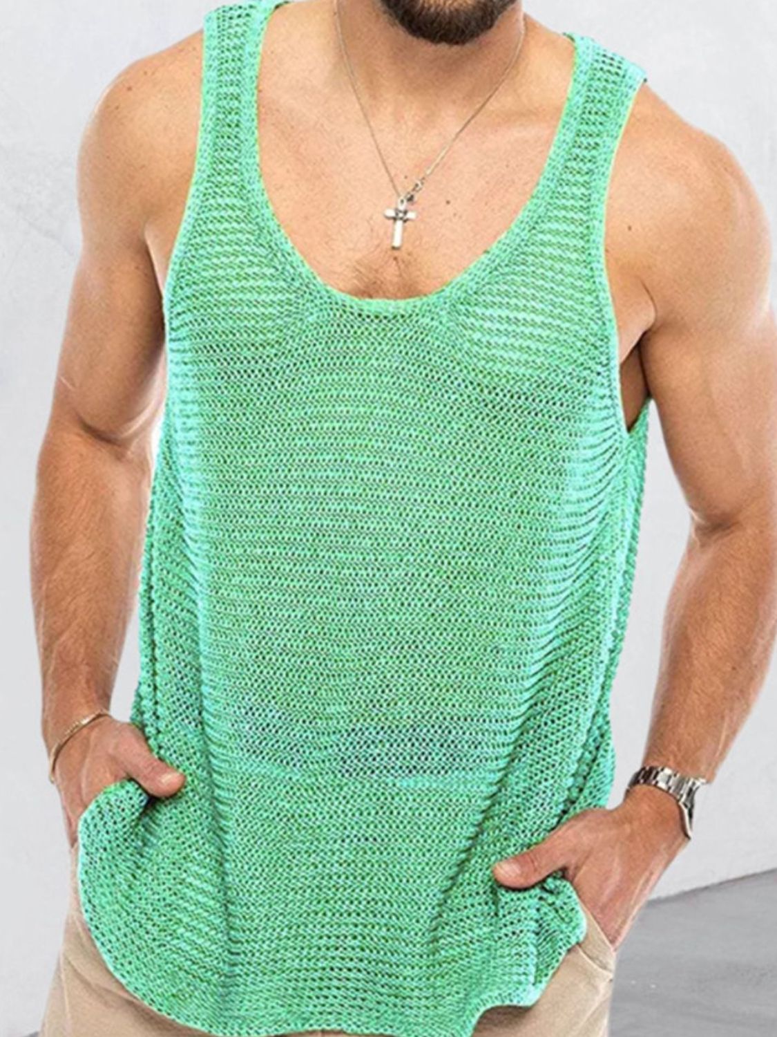Men's Plus Size Round Neck Wide Strap Tank - Securing Secrets Boutique LLC