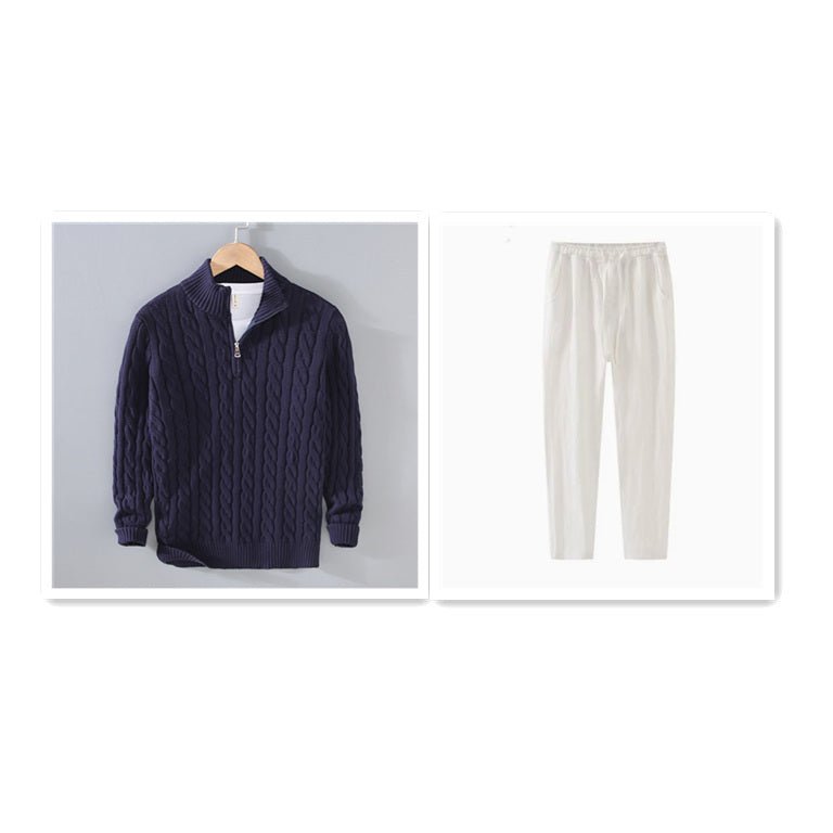 Sweater Loose Zip Pullover Knitting Sweater Coat Men